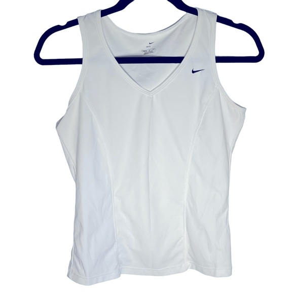Nike Tops - Nike Dri-Fit White Tank Top Size Medium Active Pickleball Golf Tennis Workout